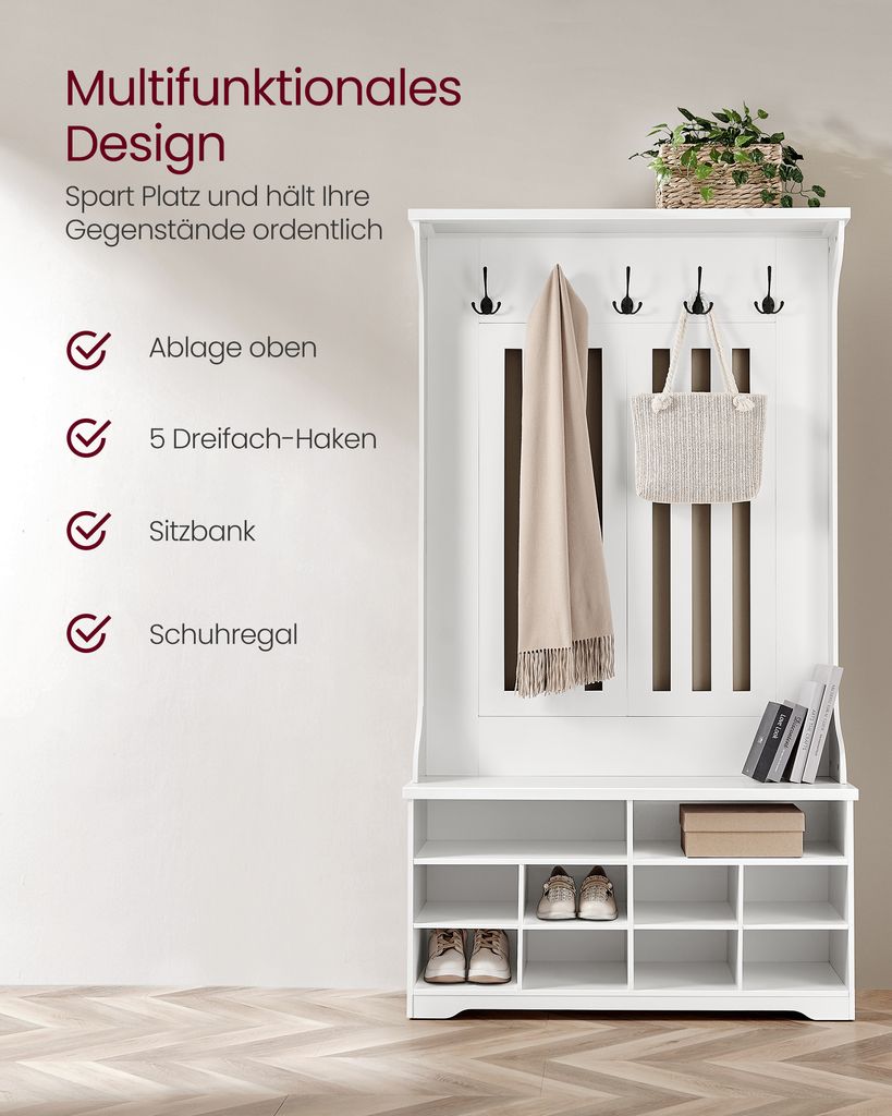VASAGLE Garderobenständer mit Schuhbank, Garderobe, Produktbild 7