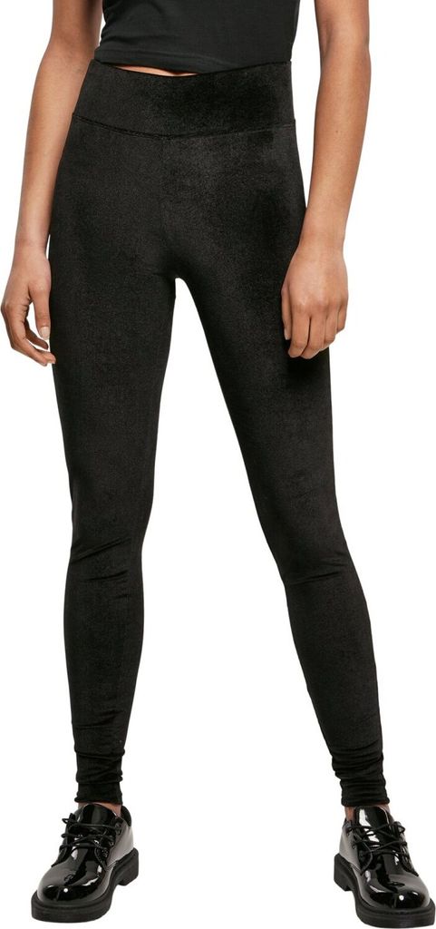 Urban Classics Leggings Damen Ladies High Waist Velvet Leggings schwarz 4XL