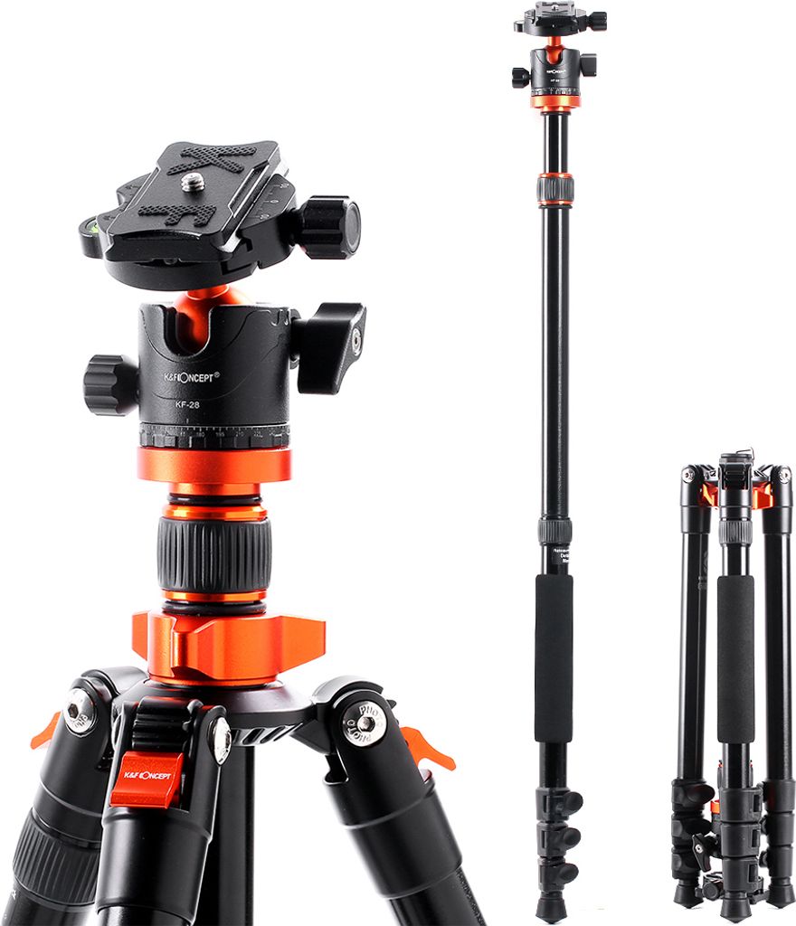 K&F CONCEPT 68,9 Zoll faltbares Stativ Kamerastativ mit Kugelkopf 10 kg/22 lbs Tragfaehigkeit Tragbares Stativ aus Aluminiumlegierung Abnehmbares l...