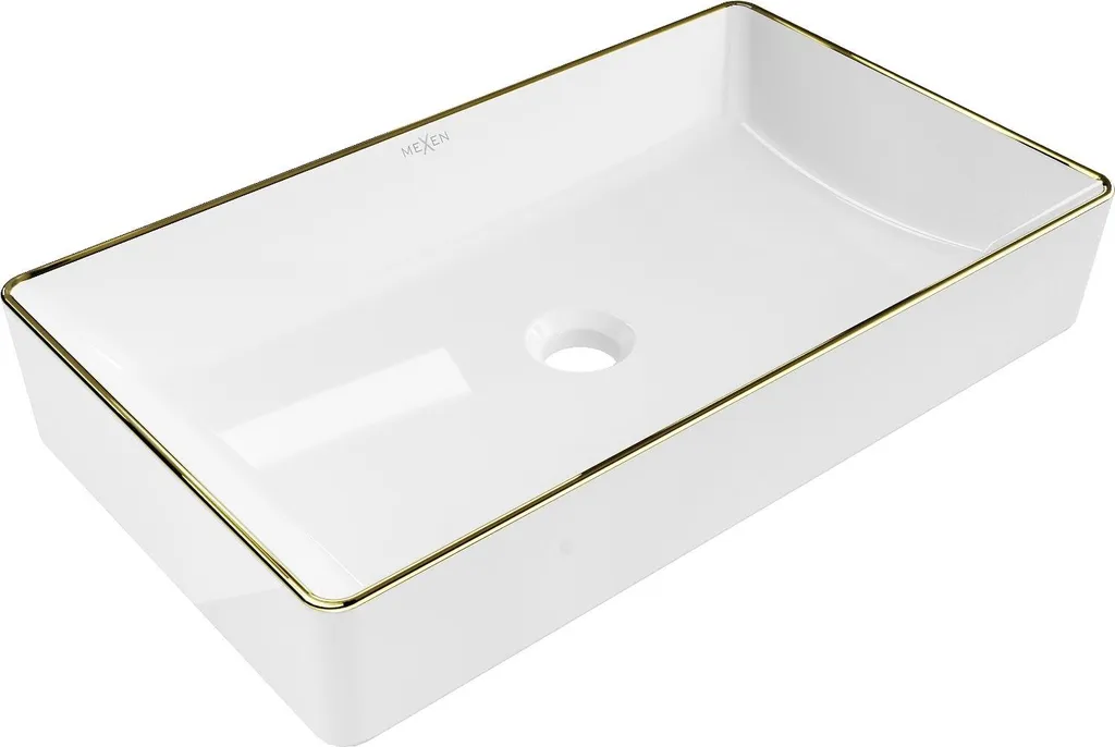 Mexen Nadia Lavabo Appoggio 62x35 Bianco/Oro 21616005 - Offerta Speciale