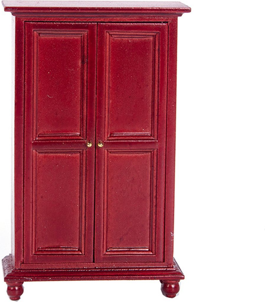 Mini -Garderobe Realistische multifunktionale europäische Stil 1/12 Dollhouse Doppel -Türgarderobe für Geschenk-Rot