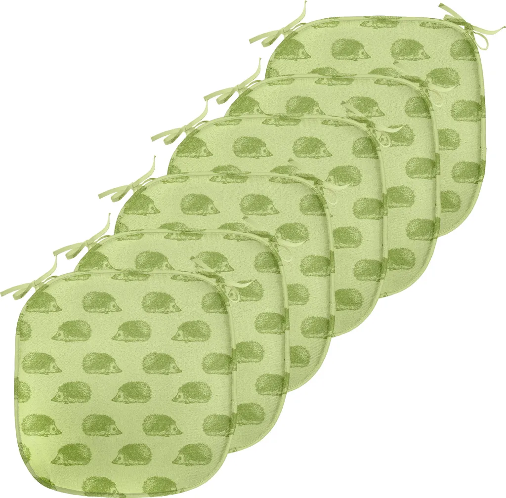 Coussins de chaise 40cm imperméables à sangles motif hérisson vert tilleul