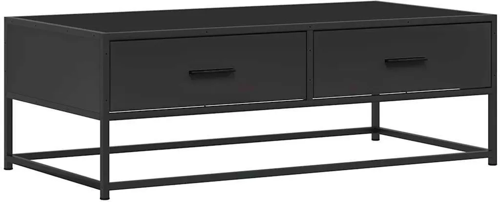 Tavolino Industriale Nero 100x50x35 cm - Legno e Acciaio di Qualità