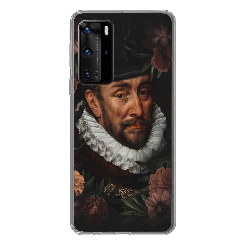 MuchoWow Handyhülle Schutzhülle Hülle für Huawei P40 Pro Wilhelm von Oranien - Kunst - Blumen Silikon Softcase Handy Hülle - Schutz