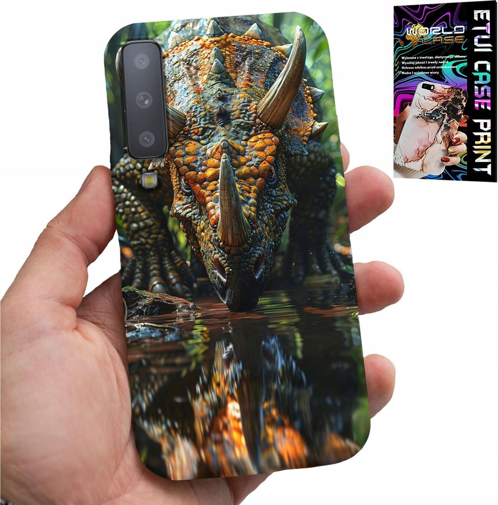 Etui Für Samsung A7 2018 - Dino Dinosaurier Triceratops Etui