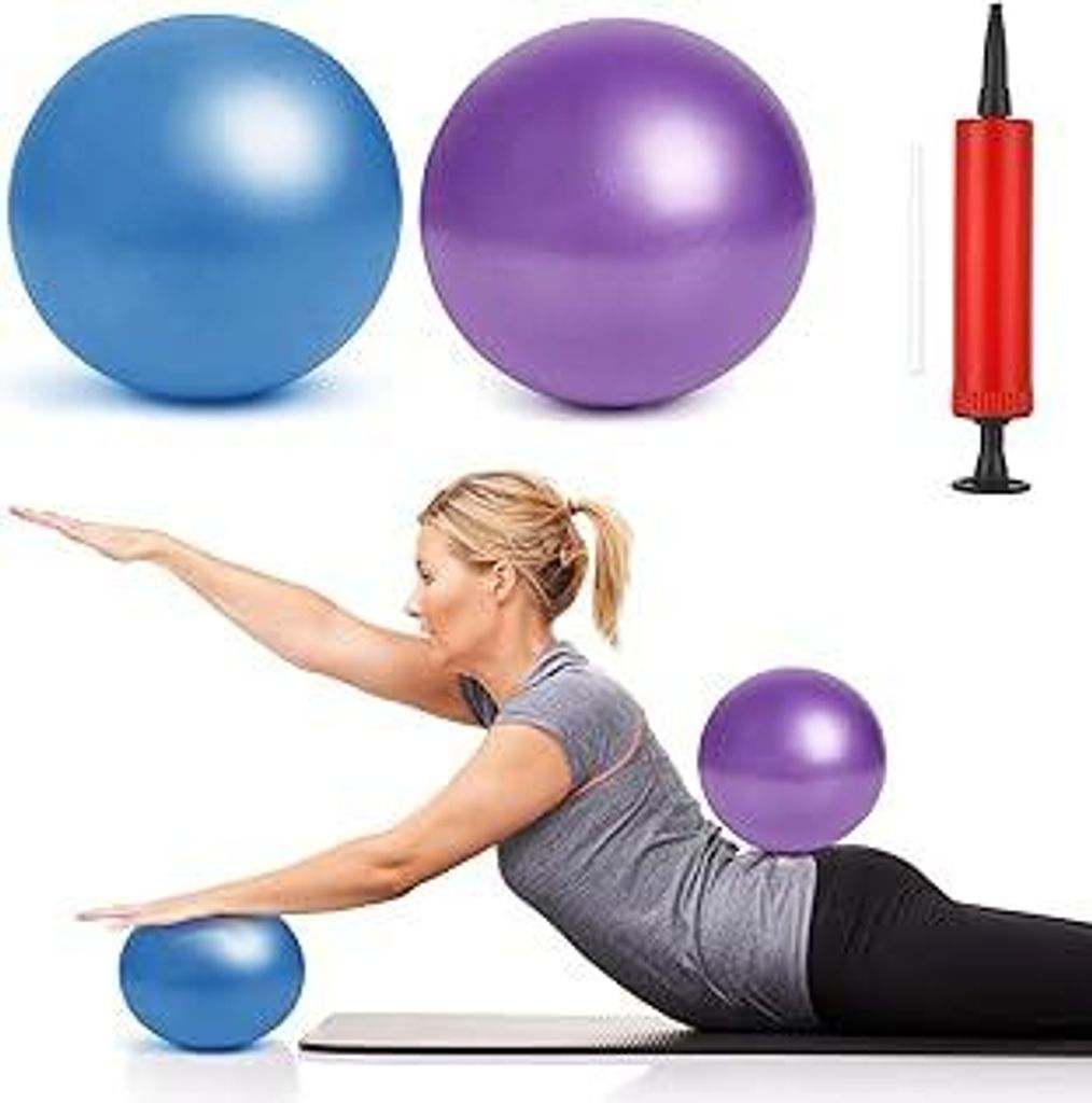 Auidy_6TXD 2 Stück Gymnastikball Klein,25cm Pilates Ball Übung Ball,Soft Rutschfester Gymnastikball mit Aufblasvorrichtung für Yoga, Pilates, Ba...