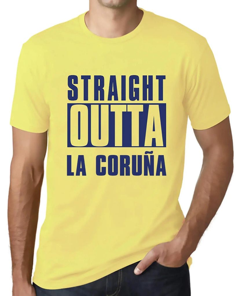 Herren Grafik T-Shirt Straight Outta La Coruña Öko-Verantwortlich Vintage Jahrgang Kurzarm Lustige Druck Geburtstag Geschenk Mann