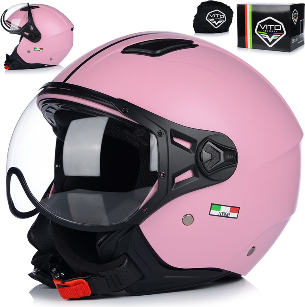 Jet Helm Mopedhelm | VITO MODA | Damen | Jethelm mit Visier | ECE 22.06 | Motorradhelm | S (55-56cm)