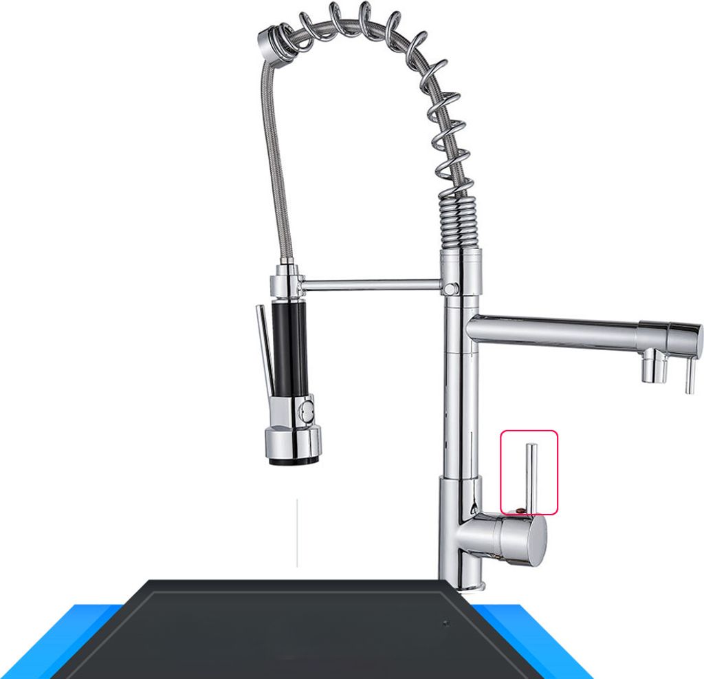 Feder Pull Down Küchenspüle Wasserhahn, Warm und Kaltwassermischer, Kranhahn mit Doppelauslauf, Deckmontage
