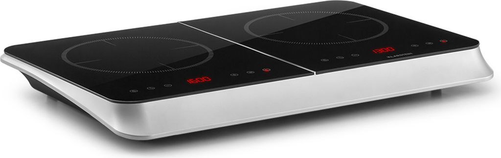 Klarstein InnoChef - Doppel-Induktionskochfeld, mobiles Kochfeld, 3400 W, Touch Control, Topfsensor, Abschalttimer, 10 Stufen, Überhitzungsschutz,...