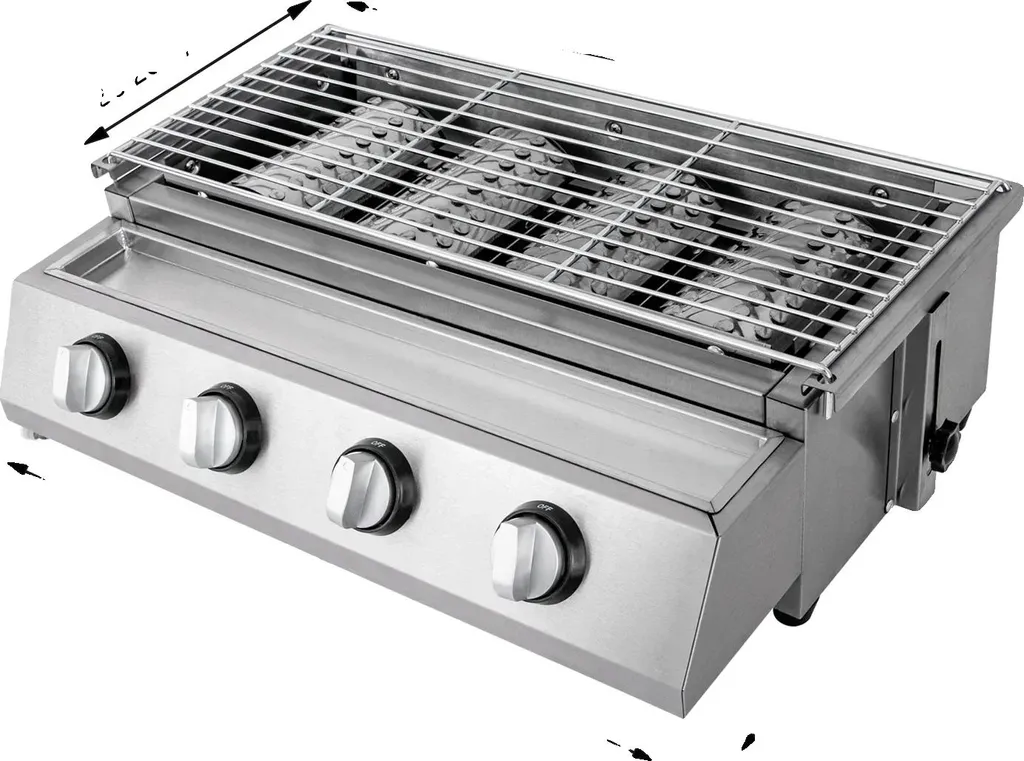 Gazinière inox avec grill et grille amovible coloris gris clair 60cm