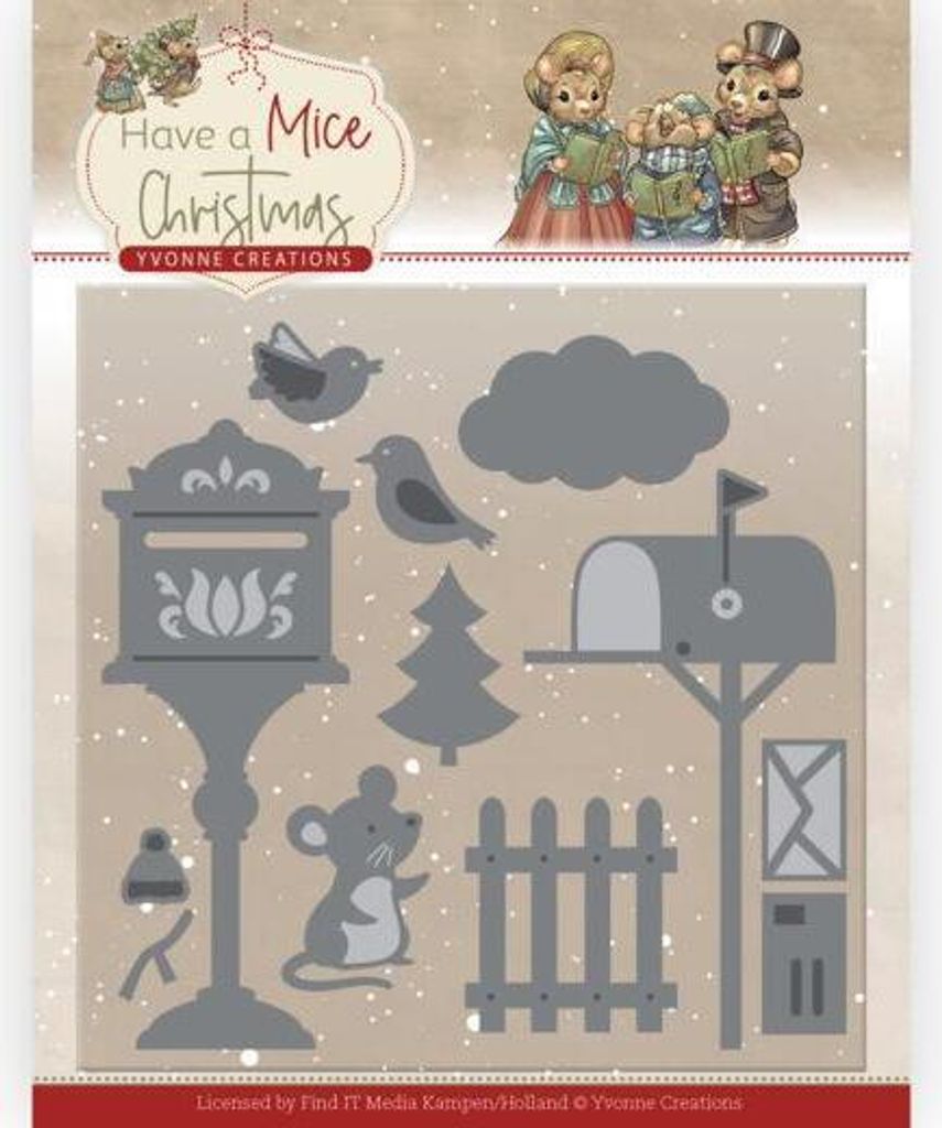 Stanzschablone - Yvonne Creations - Have a Mice Christmas - Weihnachts Mäuse Post