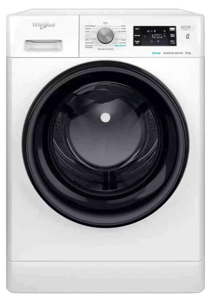 Lave-linge 8kg Whirlpool 1400 tours A-10% Économe et Silencieux 78dB