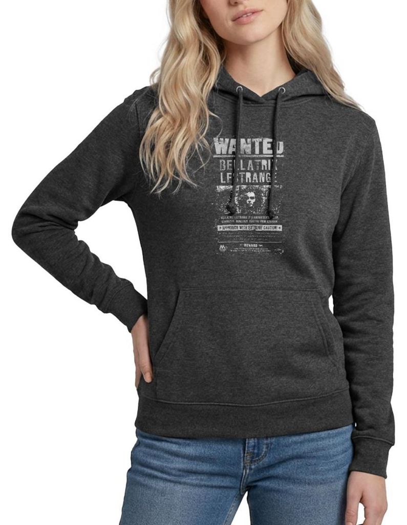 Spreadshirt Harry Potter Bellatrix Lestrange Wanted Poster Damen Hoodie, M, Anthrazit
