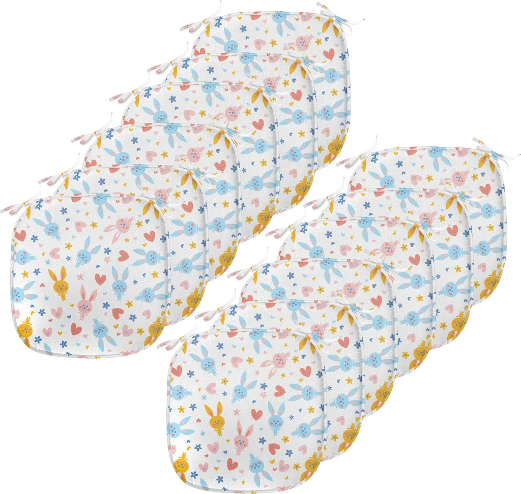 Cuscini Sedie Pastello ABAKUHAUS 40x40 Set 12 Fiori e Coniglietti