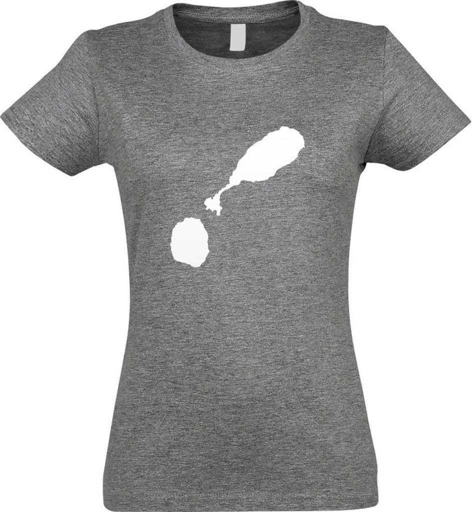 Kiwistar - T-Shirt tailliert - Damen - Graumeliert - St. Kitts und Nevis Umriss Kontur - mit Motiv Bedruckt - Funshirt Design - Sport - Freizeit - ...
