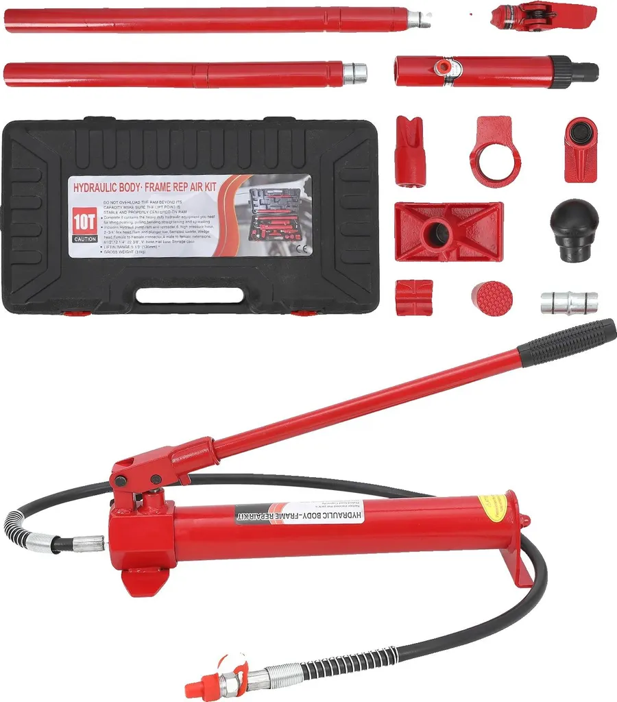 Cric de carrossier hydraulique 4T pro en acier robuste avec accessoires