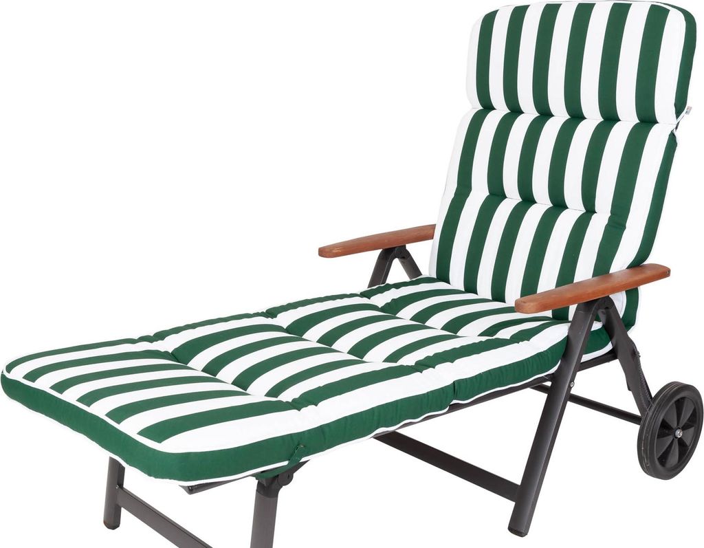 Auflage Rollliege Alicante 2154 extrabreit grün-weiß Blockstreifen 200x65x9 cm KETTtex Stegkissen