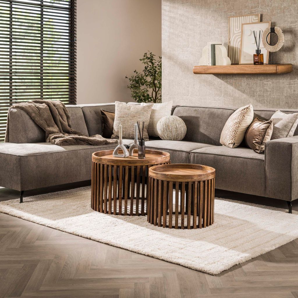 Couchtisch 2er Set Tweak 65+50 cm rund Mangoholz massiv