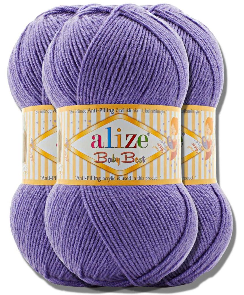 Alize 3x 100g Baby Best Wolle, Antipilling, Uni, Häkeln, Stricken (851)