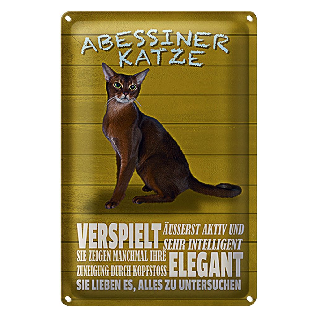 Blechschild Spruch 40x30cm Abyssinian Katze verspielt