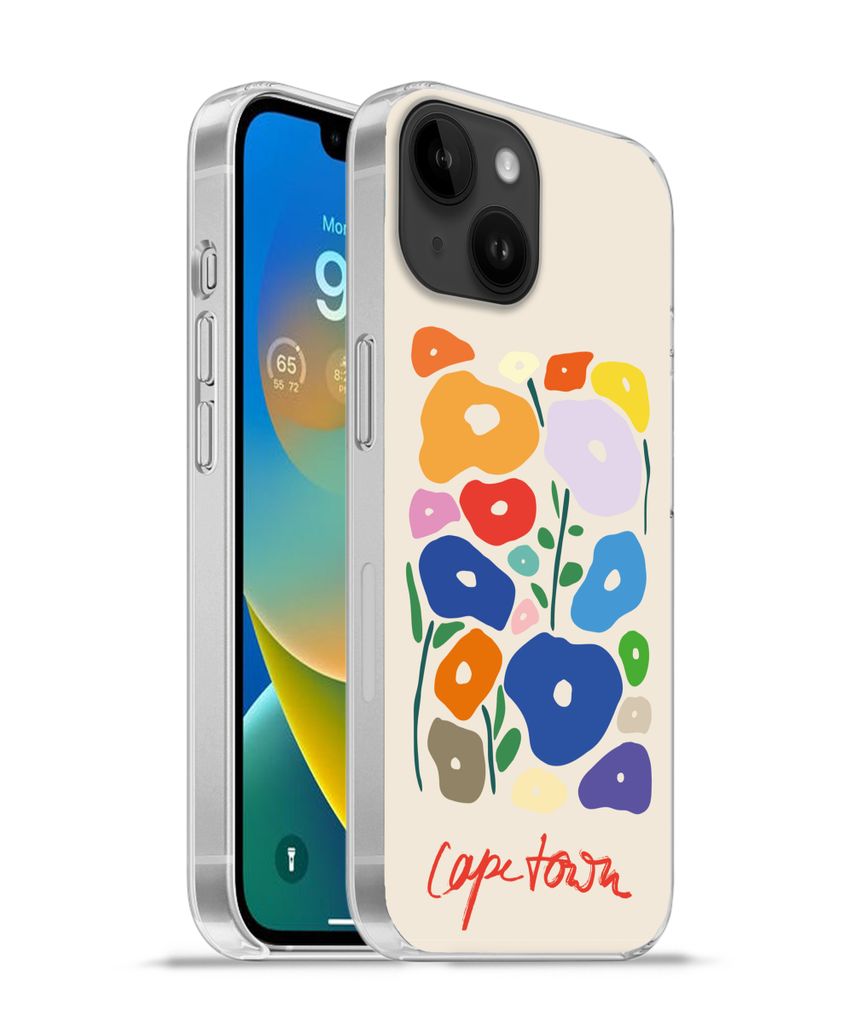 MuchoWow Handyhülle Schutzhülle Hülle für Apple iPhone 14 - Softcase Blume - Abstrakt - Südafrika Silikon Softcase Handy Hülle - Mobiltelef...