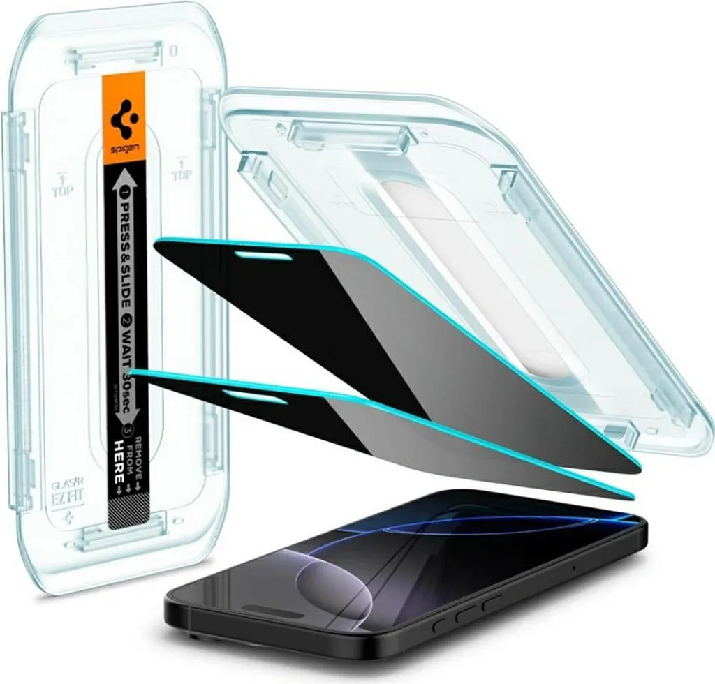 Protection Écran iPhone 16 Pro Confidentialité Spigen ez Fit - 2 PACK - 4