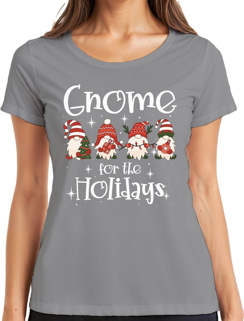 Gnome for the holidays Weihnachtsgnome Wichtel - Weihnachten Weihnachtsgeschenk Christmas Damen T-Shirt, Grau, L