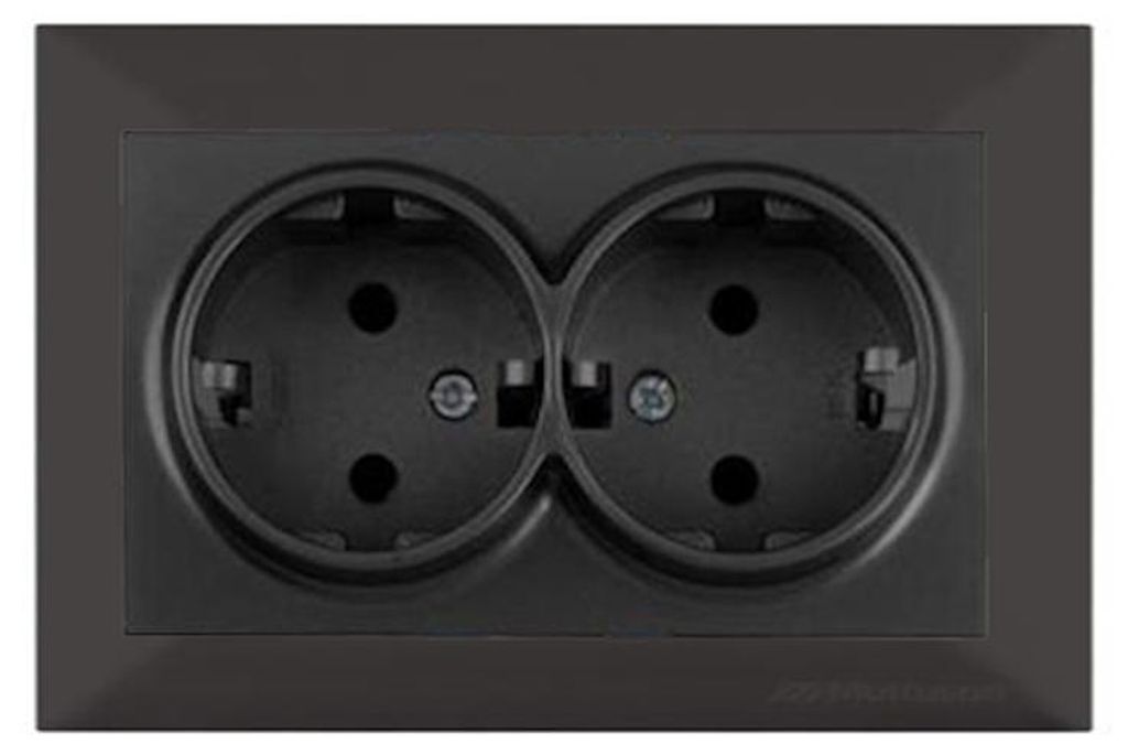 2-fach Steckdose mit Rahmen Schwarz matt – Unterputz IP20 für Innen – CANDELA