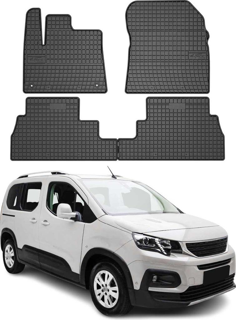 OMAC Gummi Fußmatten für Peugeot Rifter/e-Rifter 2018-2025 TPE Schwarz 4x