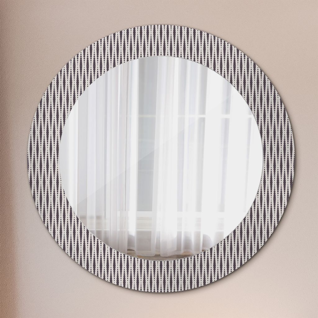 Spiegel Rund mit Aufdruck - Wandspiegel Design Wandmontage – Badspiegel - Geometrisch Punkte Muster - Runder: Ø60 cm