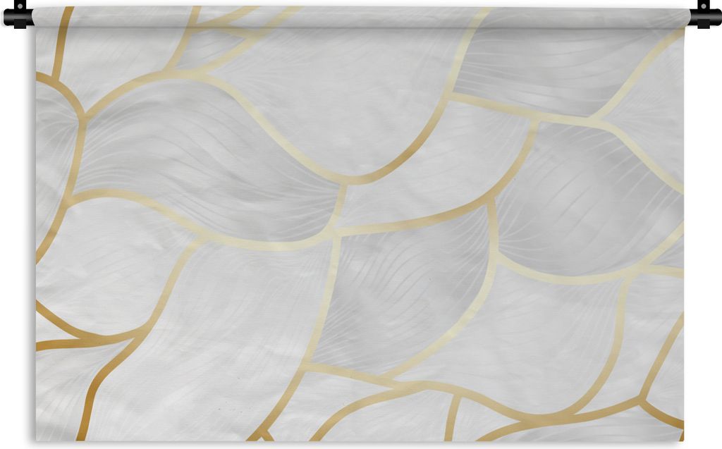 MuchoWow Wandteppich Wandbehang Abstraktes Muster mit goldenen Linien 90x60 cm Tapisserie Dekoration Wandtuch - Wandskulpturen - Bildteppich