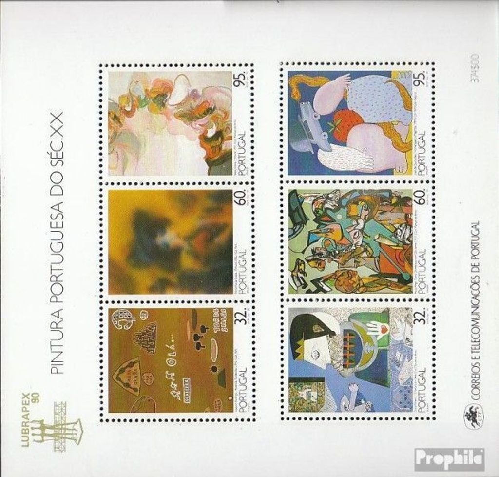 Briefmarken Portugal 1990 Mi Block74 (kompl.Ausg.) postfrisch Gemälde des 20.Jh.