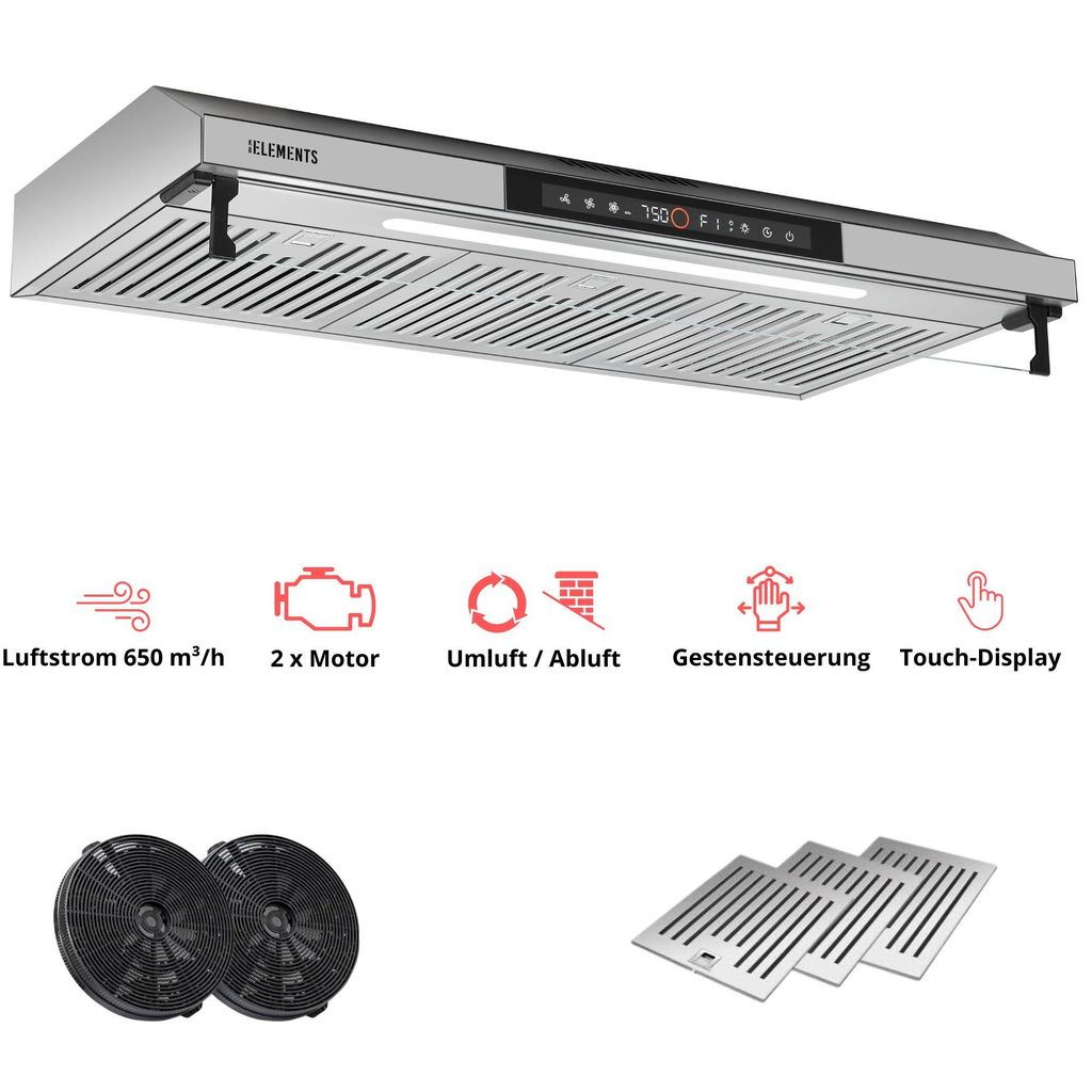 KB ELEMENTSDunstabzugshaube unterbau 90cm, Unterbauhaube 90 Produktbild 