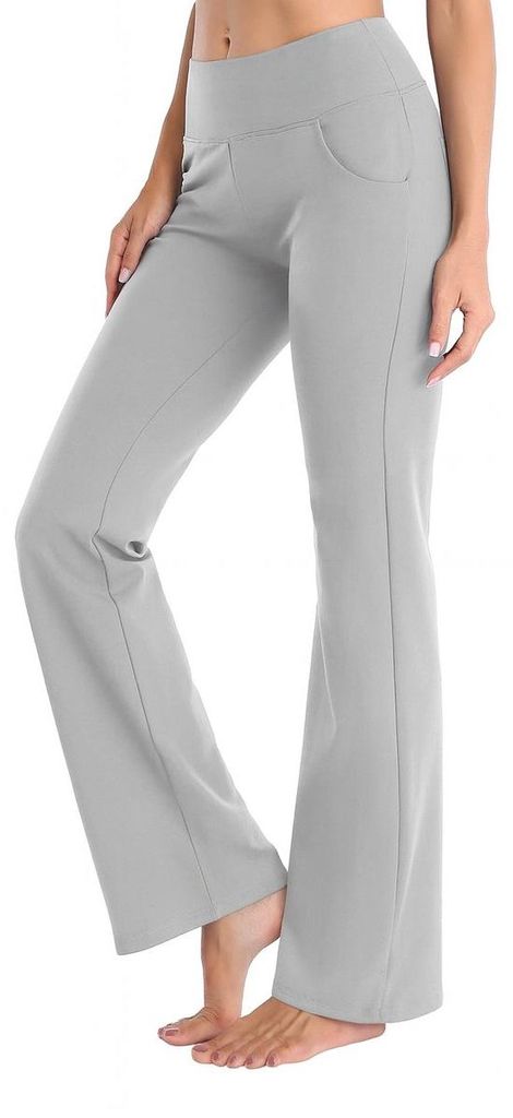 Modische Damen Fishtail hosen, Schlaghosen, Weite Hosen, Hellgrau - L