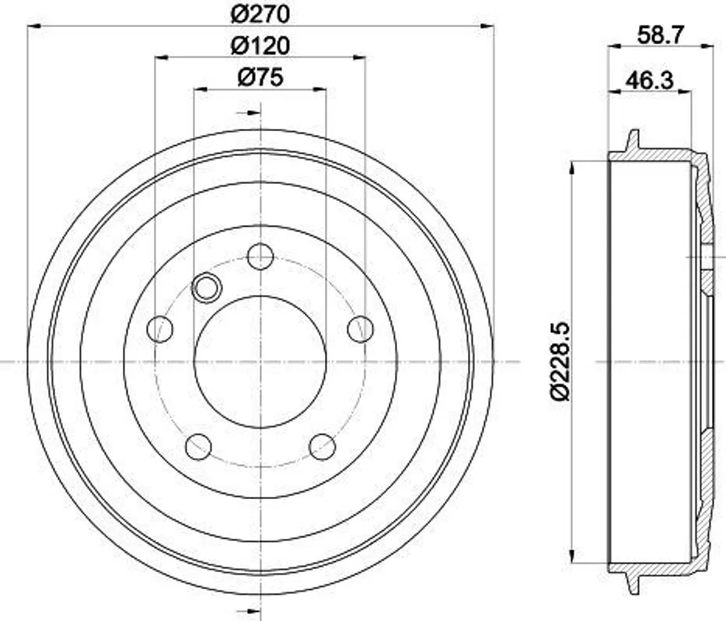 Tambour de frein HELLA 8DT 355 300-021 pour BMW Série 3 E36 OE 1158815