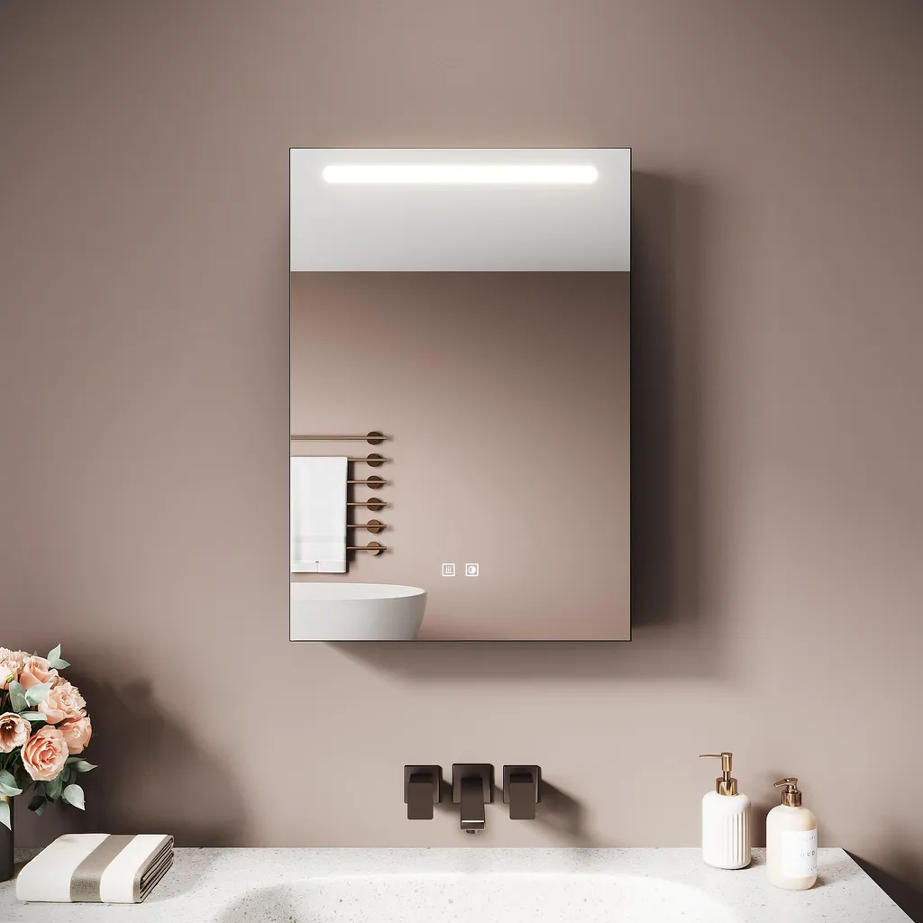 Meuble Miroir de Salle de Bain 70cm de Haut avec Prise Intégrée