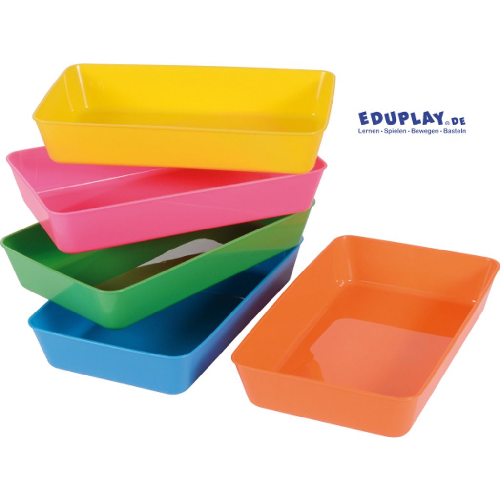 EDUPLAY 120758 Materialschalen XL, 25 x 15 x 4,5 cm, mehrfarbig, 5-teilig (5er Pack)