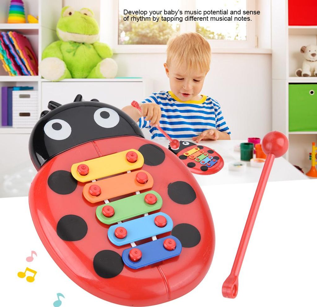 Buntes Cartoon Ladybug Form Xylophon Spielzeug, umweltfreundliche Plastikkäfer Musical Kids für Baby