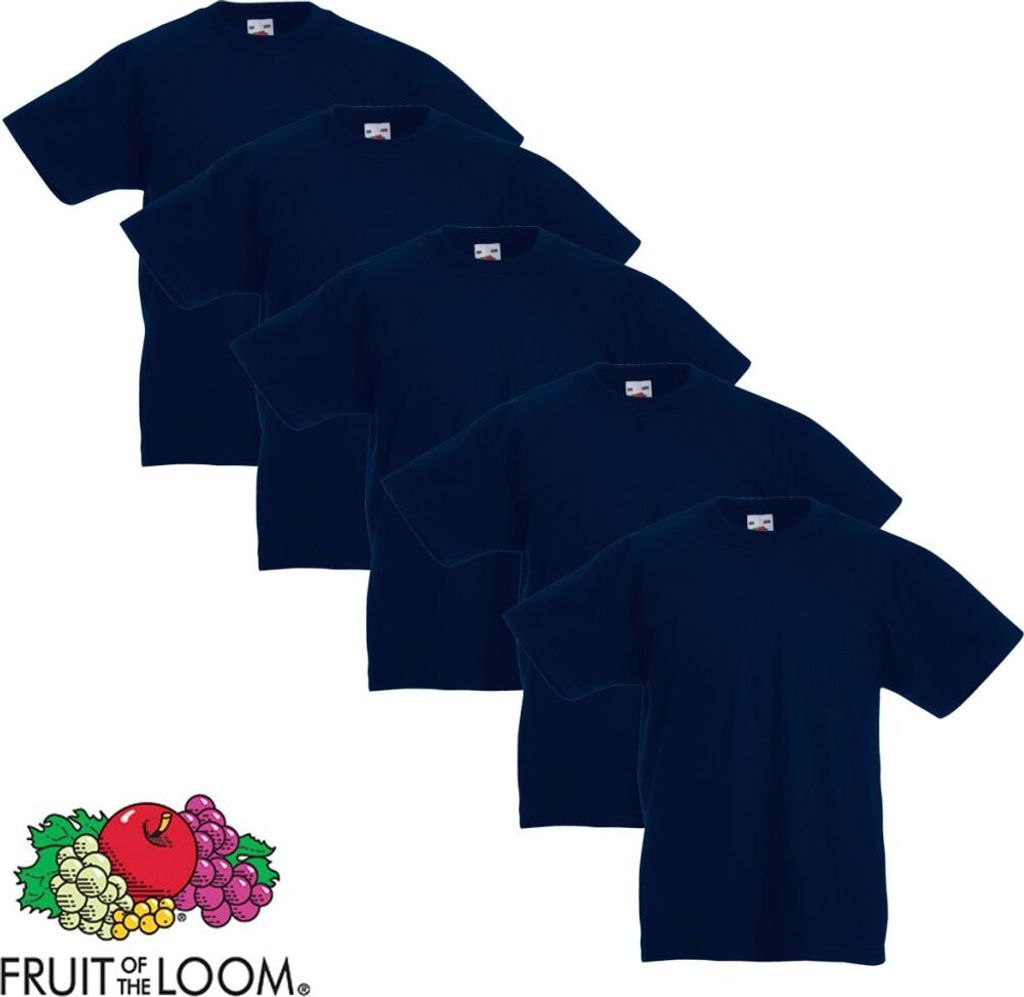 Fruit of the Loom Kinder-T-Shirt Original 5 Stk. Marineblau Größe 164