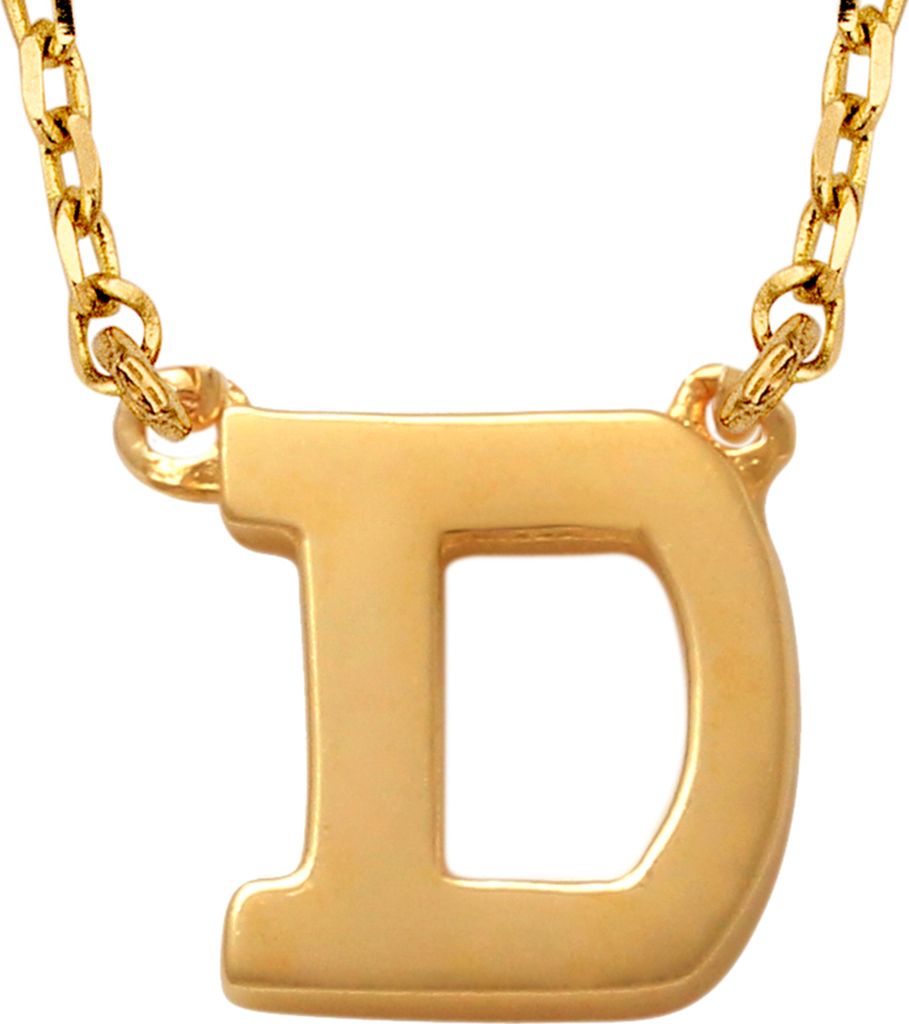 New Bling 9NBG-900D Gold Halskette mit Buchstabe D - 6mm - Ankerglied - 38+2.5+2.5cm - Initialschmuck - 14 Karat - Gold