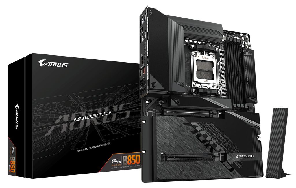 Gigabyte B850 AORUS STEALTH B850 AM5 DDR5 ATX WiFi 7 PCIe 5.0 5GbE RGB-Hauptplatine