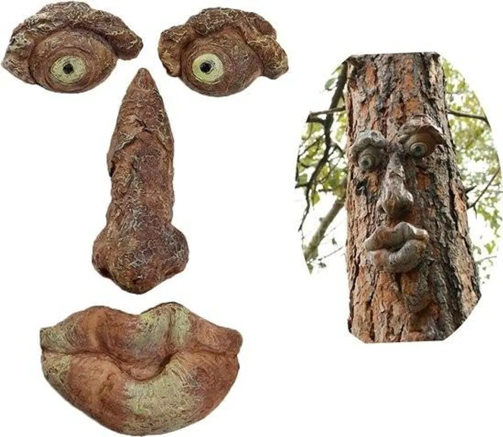 Gnomo da giardino albero faccia decorazione tronco d'albero Halloween Pasqua anziani oggetti di scena creativi