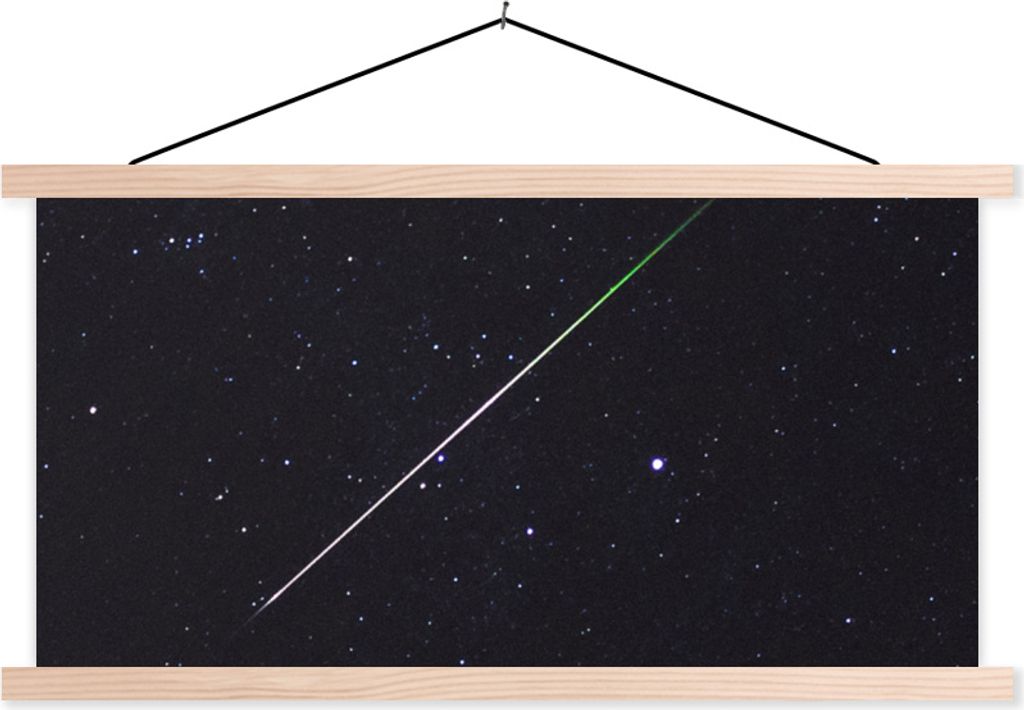 MuchoWow Textilposter Eine bunte Sternschnuppe 120x60 cm mit holzfarbenen Rahmen - Klemmleiste