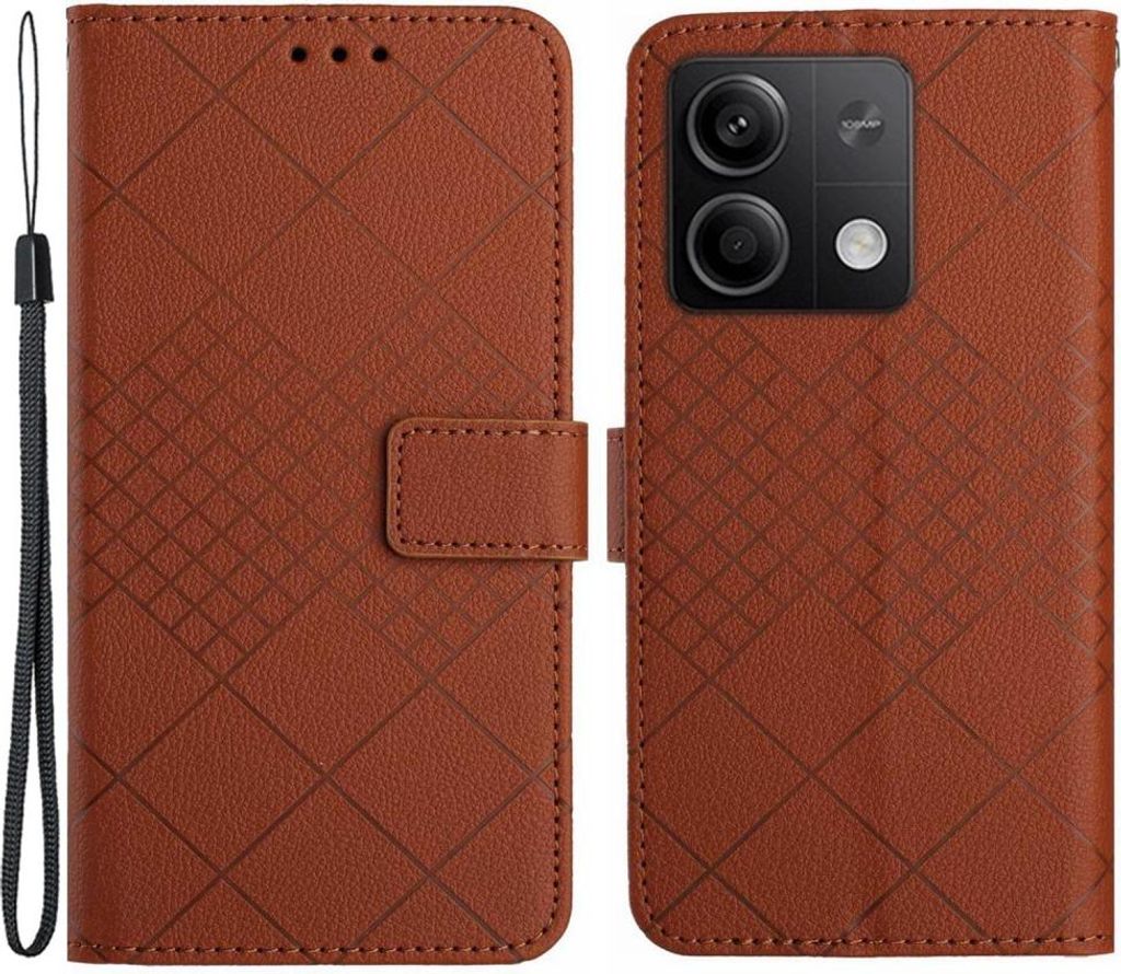 Xiaomi Redmi Note 13 4G Hülle - Coverup Rhombus Klapphülle - Braun