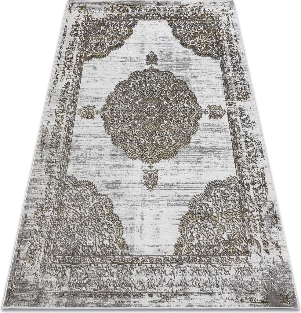 Teppich LIRA E1468 Rosette, Strukturell, Modern, Glamour - grau / gold Grau 120x170 cm
