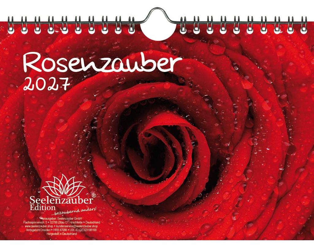 Rosenzauber DIN A5 Kalender für 2027 Rosen und Blüten - Seelenzauber