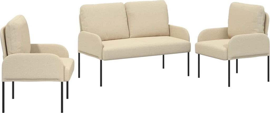 vidaXL Sofagarnituren 3 pcs Creme 115 x 56 x 80 cm Sperrholz