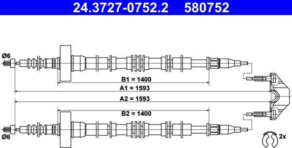 Câble de frein de stationnement arrière pour Opel Astra G OE 522001