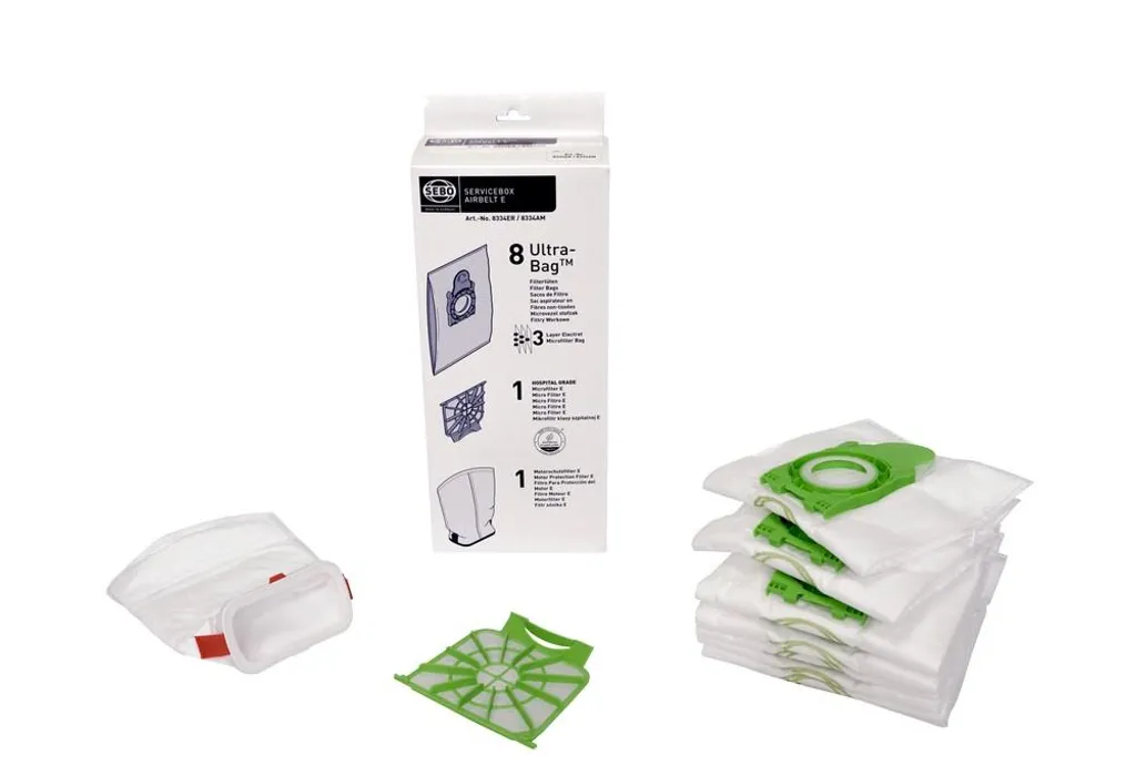 Service Box SEBO Airbelt E: 8 Sacchetti e 2 Filtri Originali per Pulizia Top